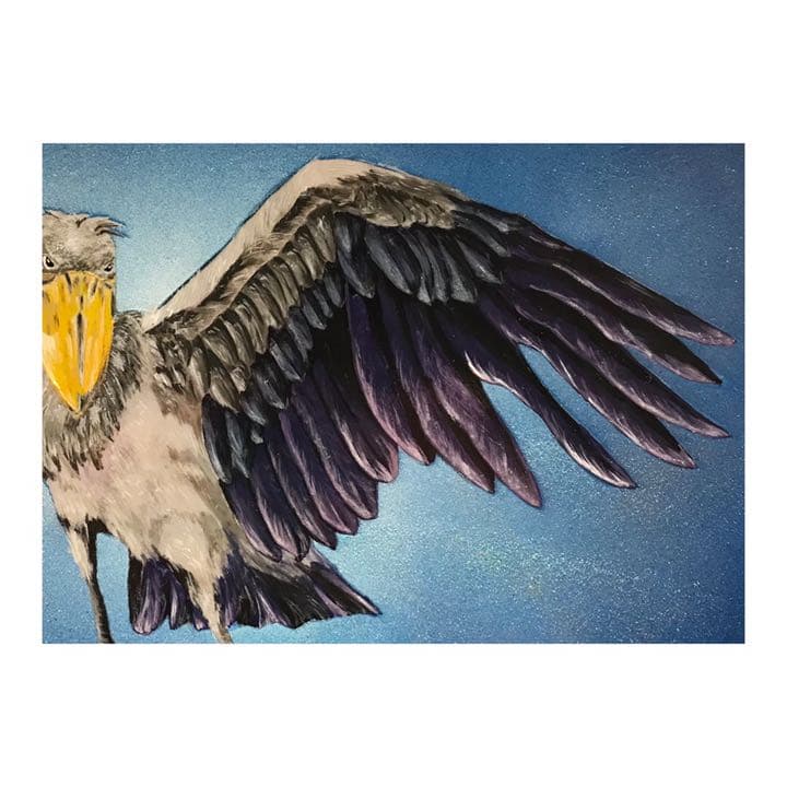スプレーアート作品「不動の鳥　ハシビロコウ」