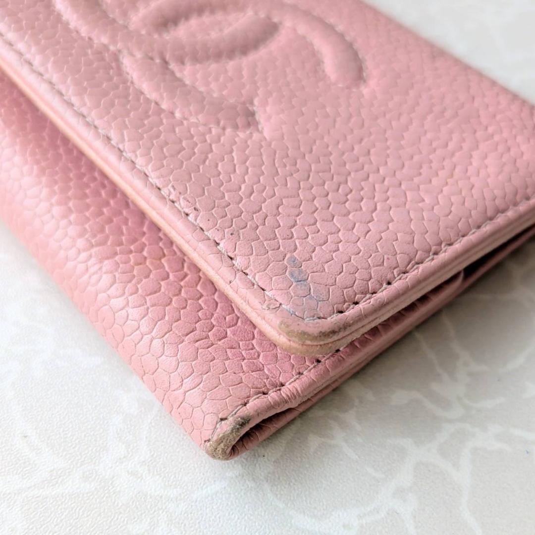 CHANEL ピンク レザー キーケース　キャビアスキン