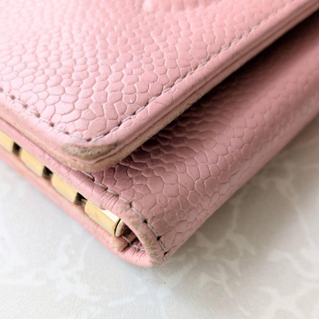 CHANEL ピンク レザー キーケース　キャビアスキン