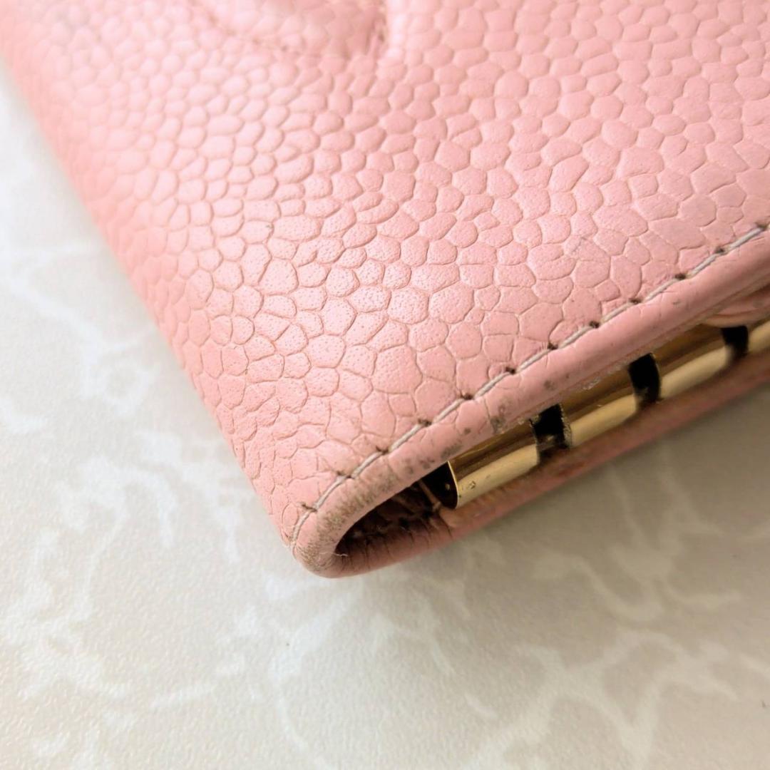 CHANEL ピンク レザー キーケース　キャビアスキン