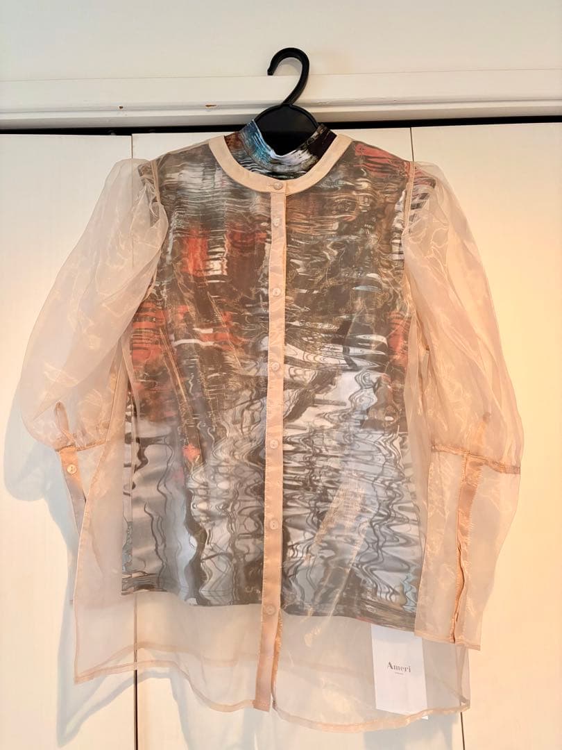 Ameri VINTAGE.シースルーブラウス F ベージュ