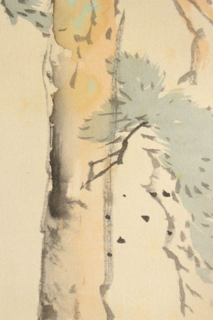 No4447 掛軸　山中白水　鳥居図　着色絹本　合箱　日本画　古美術　送料無料