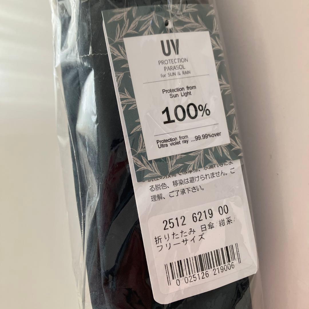 【新品未使用】ウタタネ　折畳み日傘　晴雨兼用　いぬハンドル　ナイトブルー