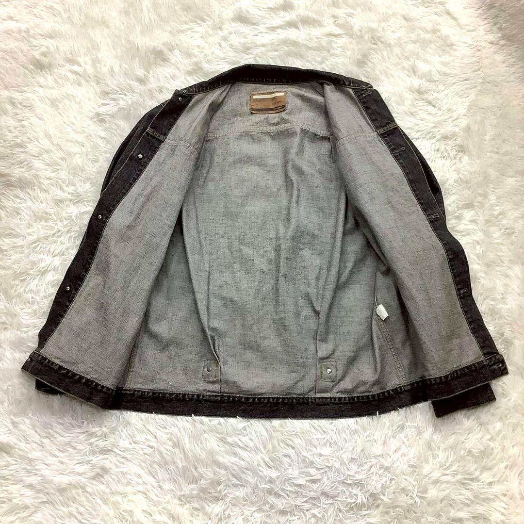 Gジャン メンズ シンチバック ブラック デニムジャケット スワッガー L