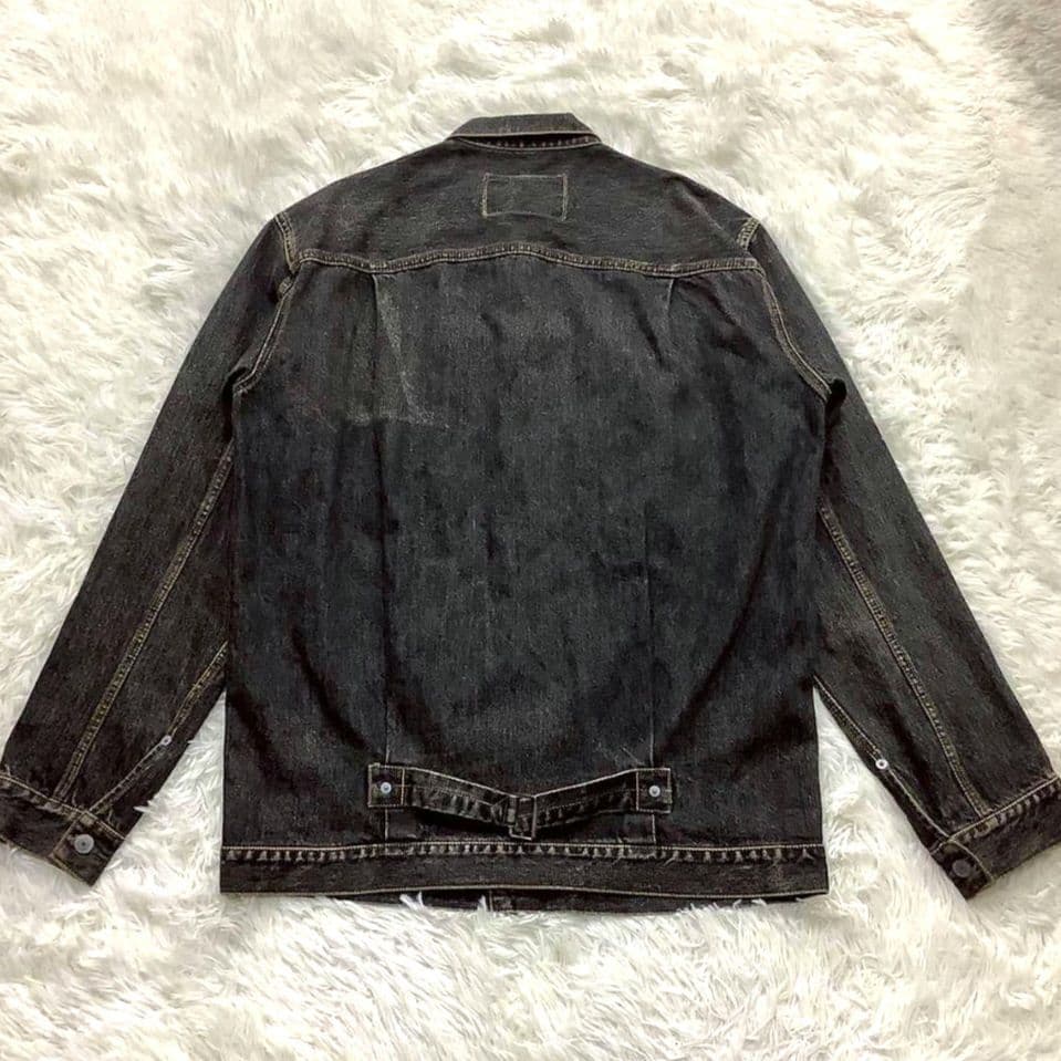 Gジャン メンズ シンチバック ブラック デニムジャケット スワッガー L