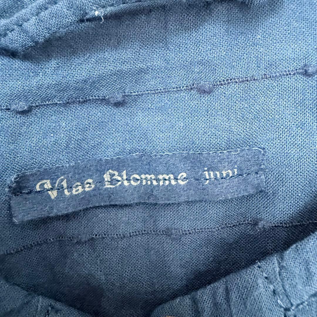 # Vlas Blomme ネイビー 半袖シャツワンピース　ロングワンピース