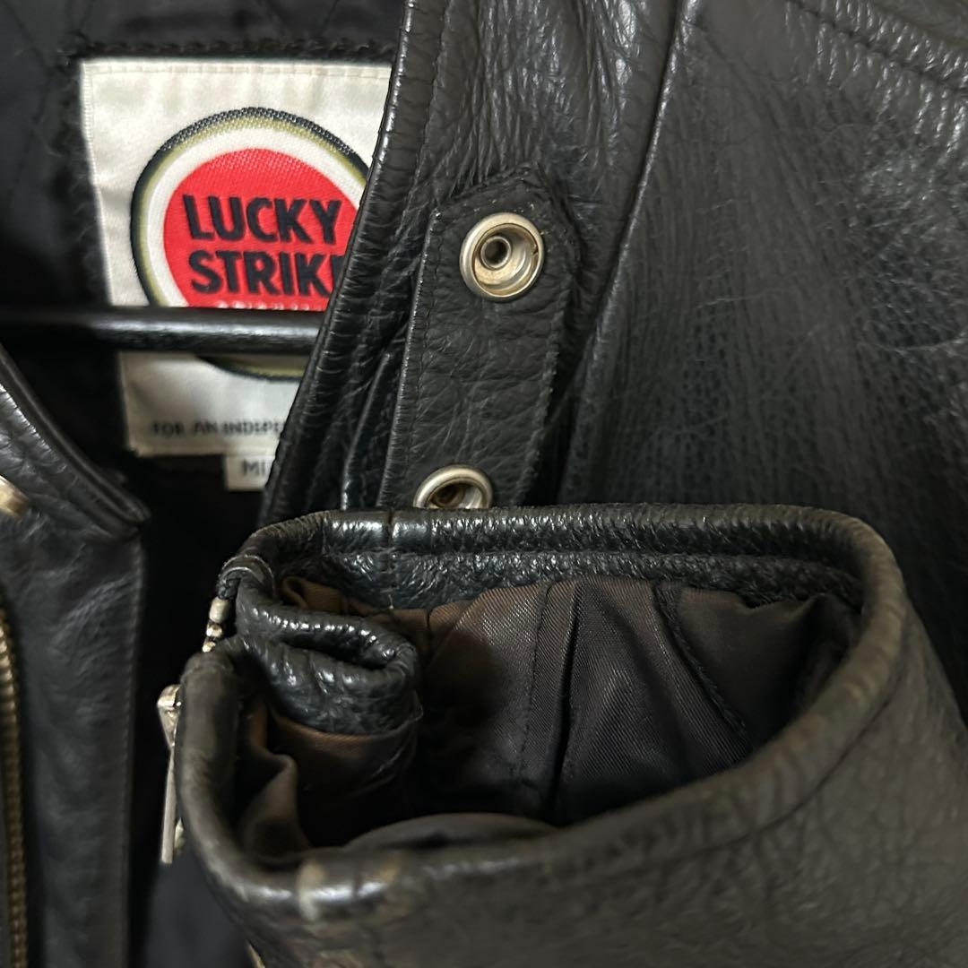 LUCKY STRIKE カウレザー シングルライダースジャケット 牛革 M