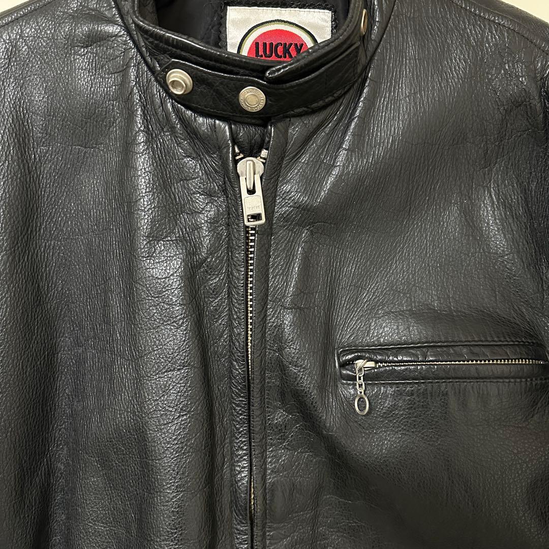 LUCKY STRIKE カウレザー シングルライダースジャケット 牛革 M