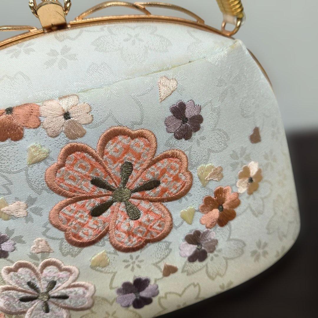沙織 花柄刺繍和装用バッグと草履セット