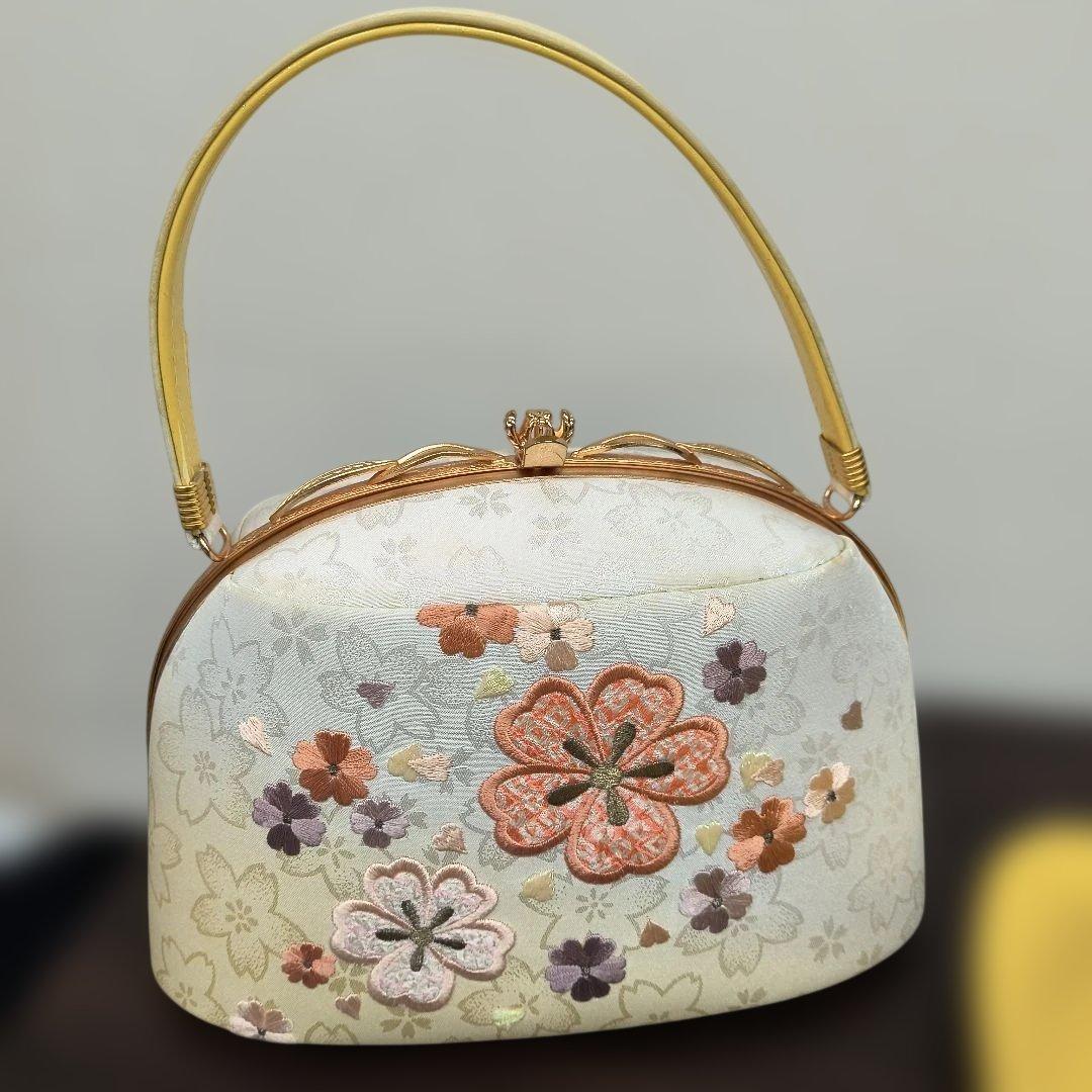 沙織 花柄刺繍和装用バッグと草履セット