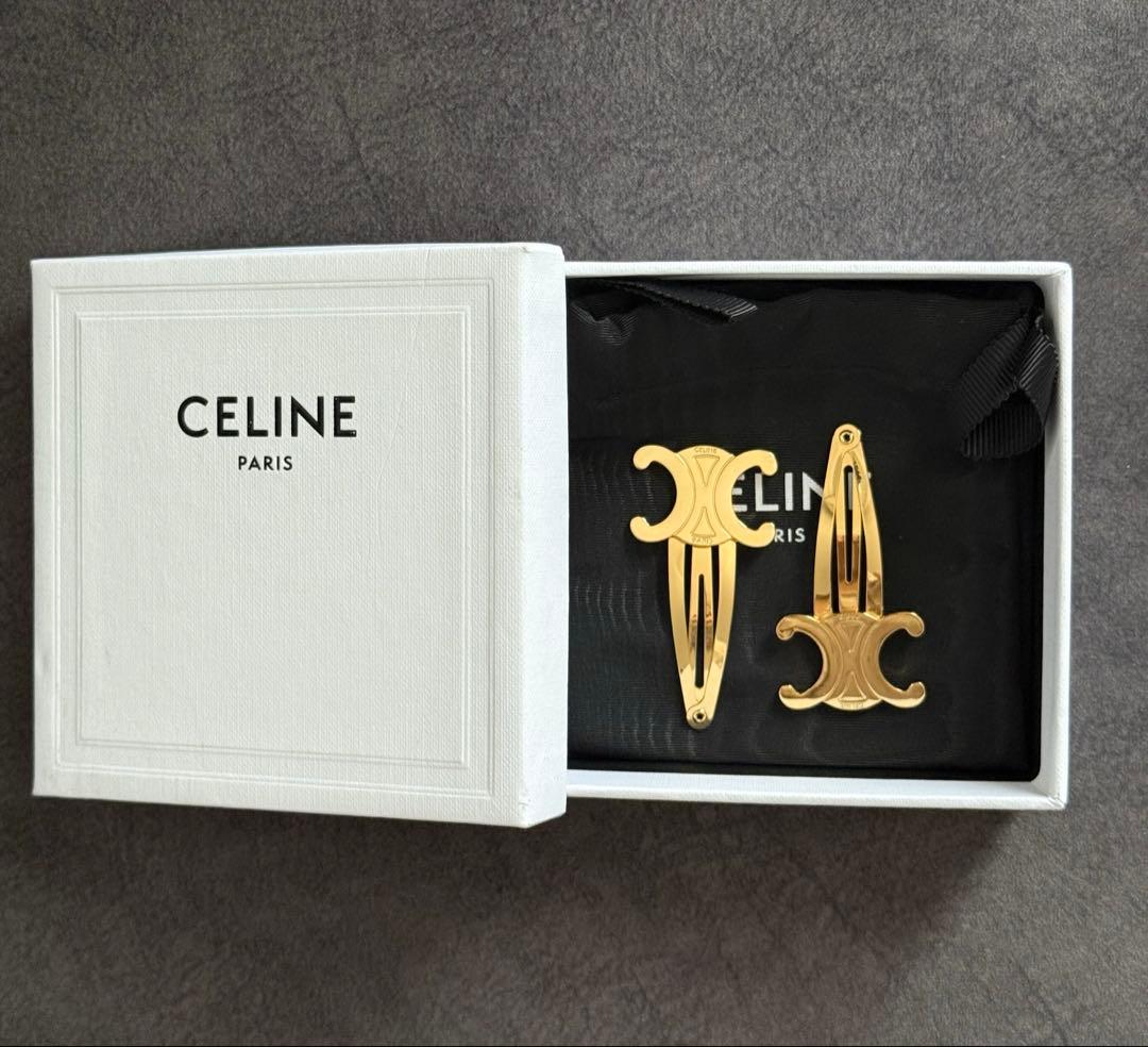 CELINE セリーヌ　トリオンフヘアクリップ　2つセット　ゴールド