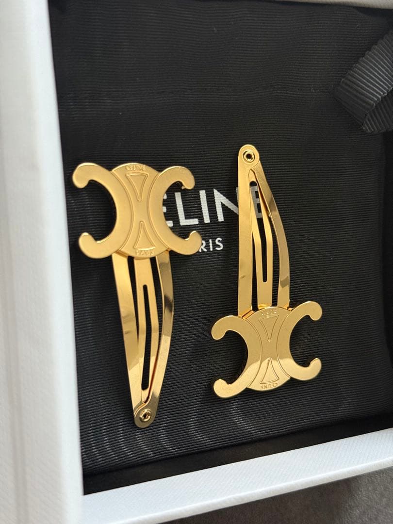 CELINE セリーヌ　トリオンフヘアクリップ　2つセット　ゴールド