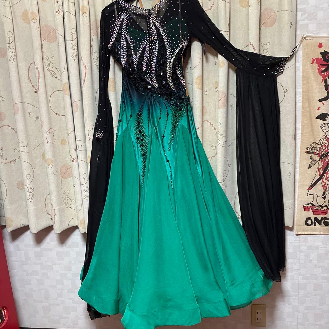 社交ダンスドレス ブラック グリーン
