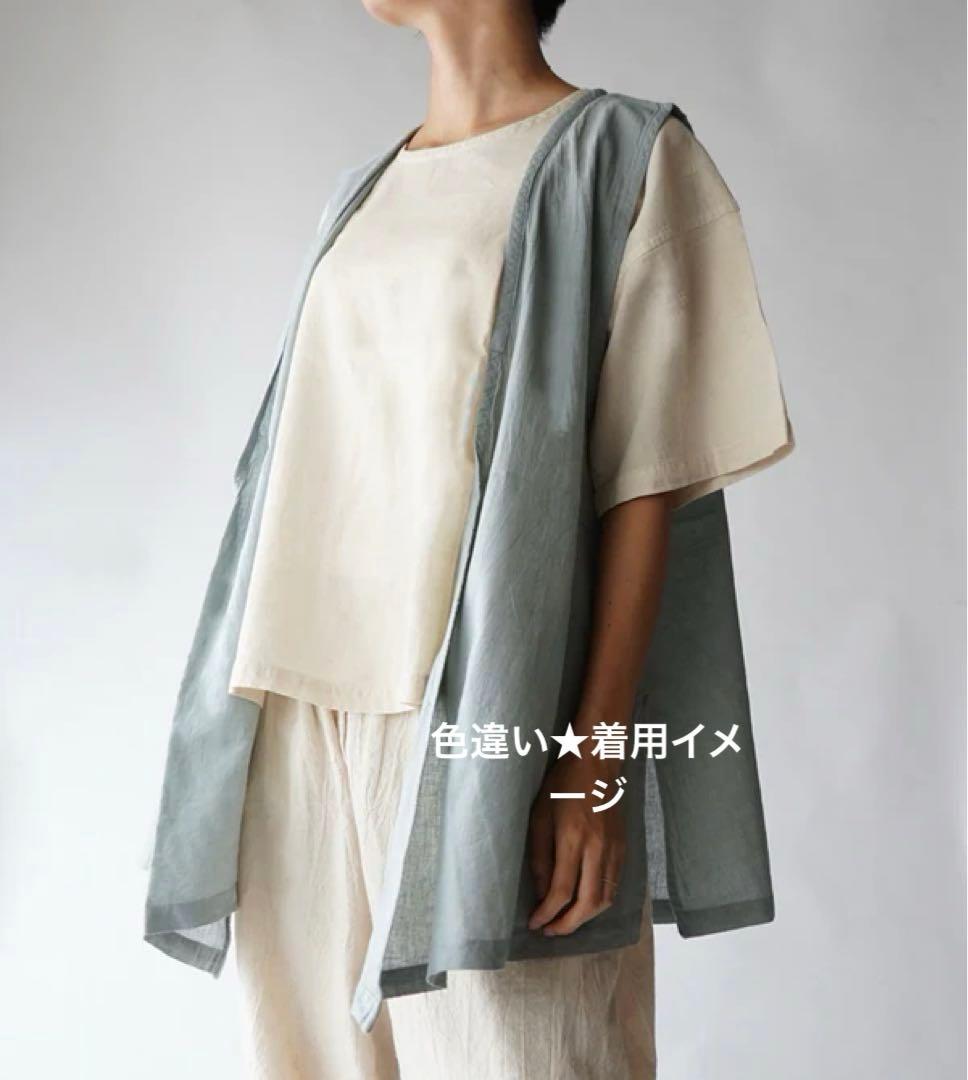 ヂェン先生の日常着◇青灰 ジレ ベストショート 羽織り