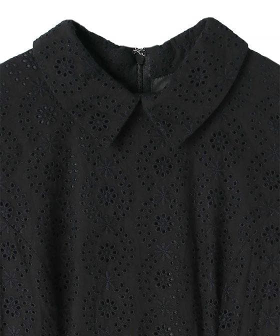 JENNE 総刺繍コットンマーメイドワンピース ブラックS