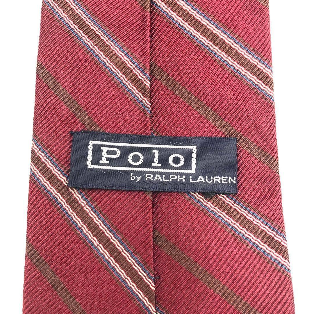 【美品】Polo by RALPH LAUREN ストライプ 赤 ブラウン