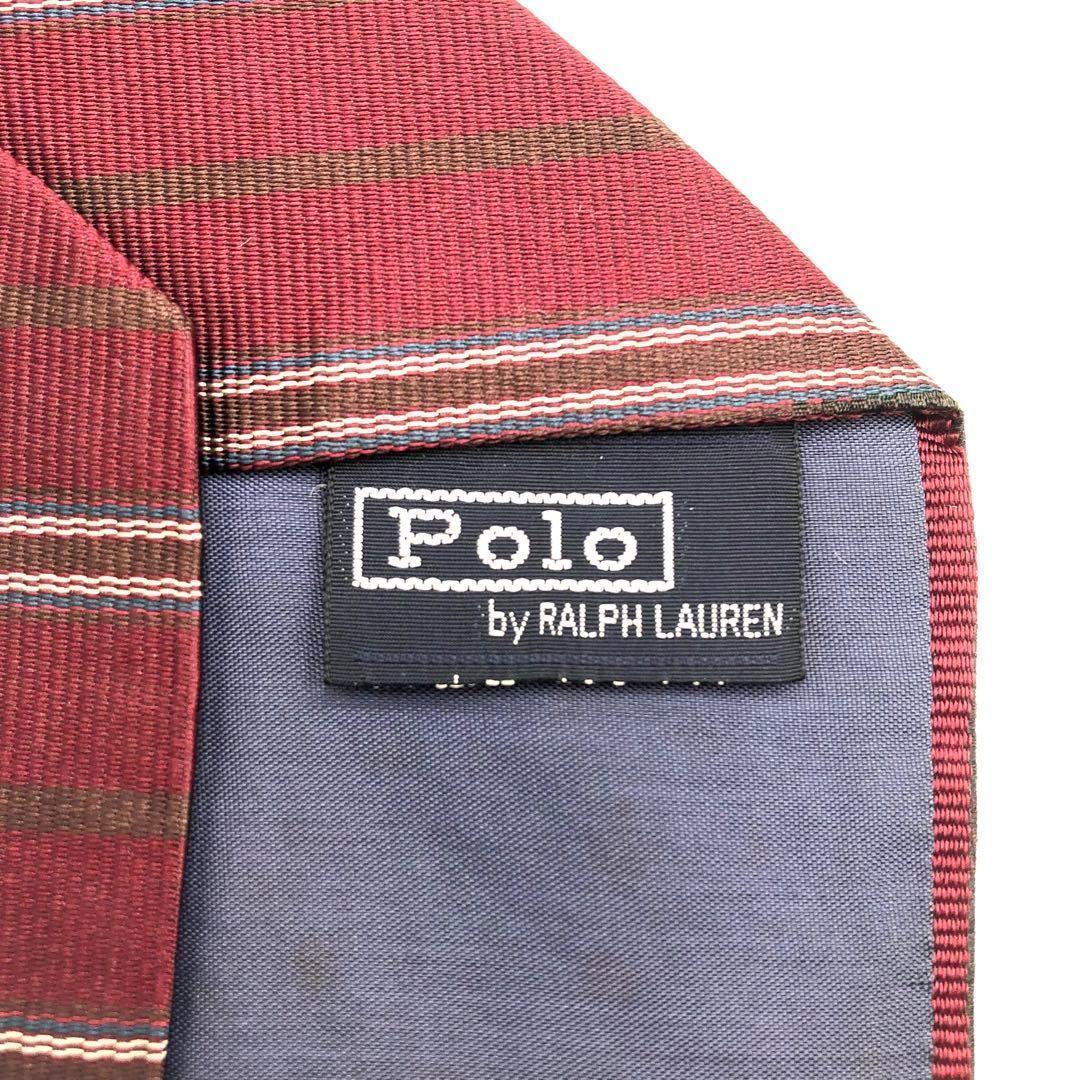 【美品】Polo by RALPH LAUREN ストライプ 赤 ブラウン