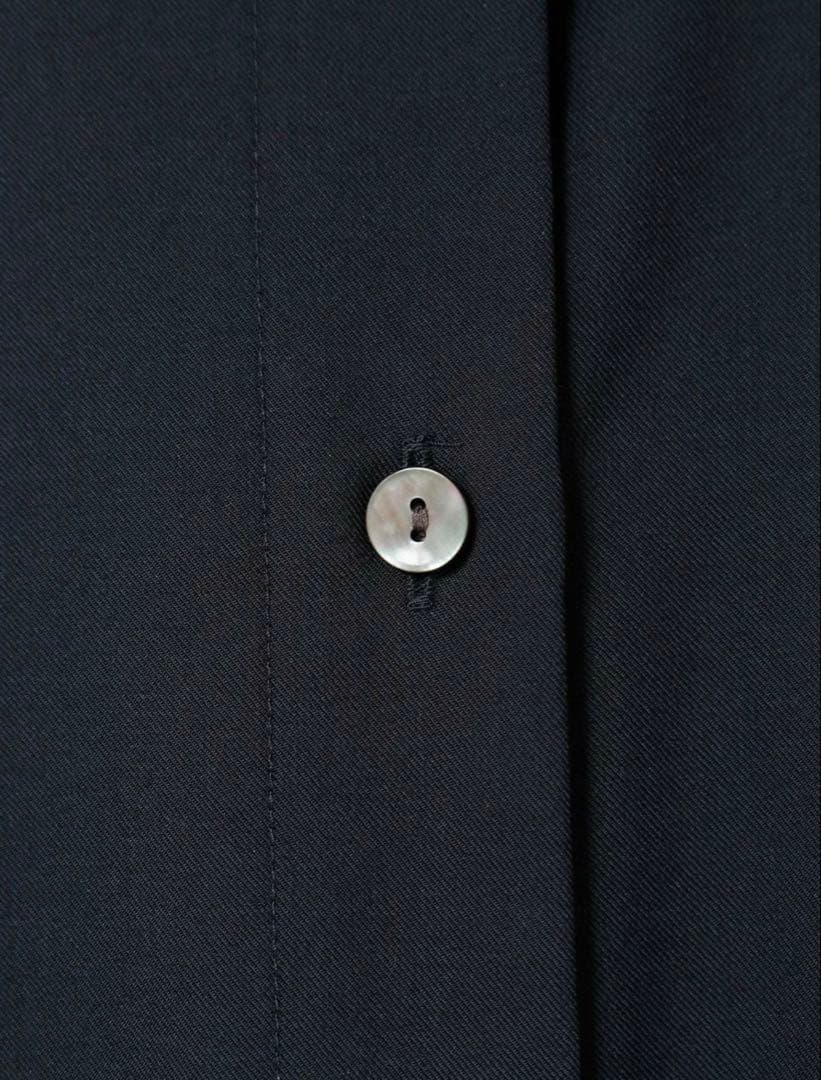 【極美品】ネイビー ミズイロインド T/Rスタンドカラーフレアワンピース