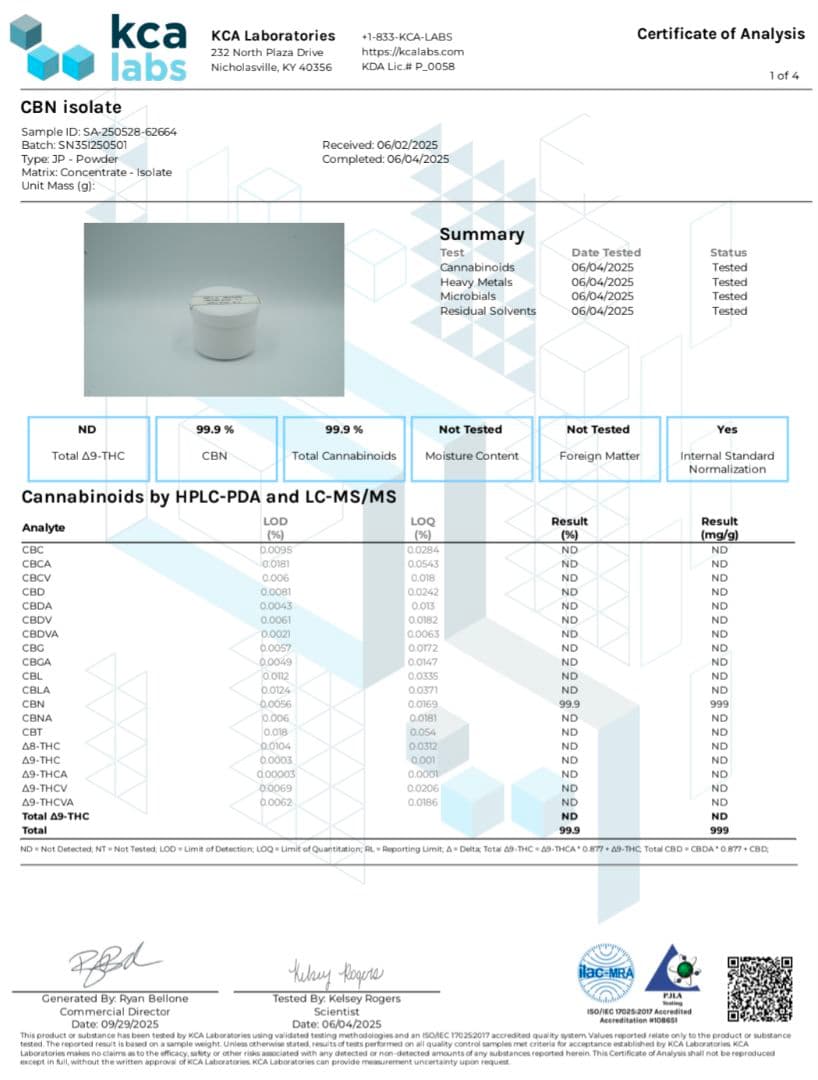 年末特価【CBNアイソレート10g】純度99%以上／欧州産／食品通関＆新基準対応