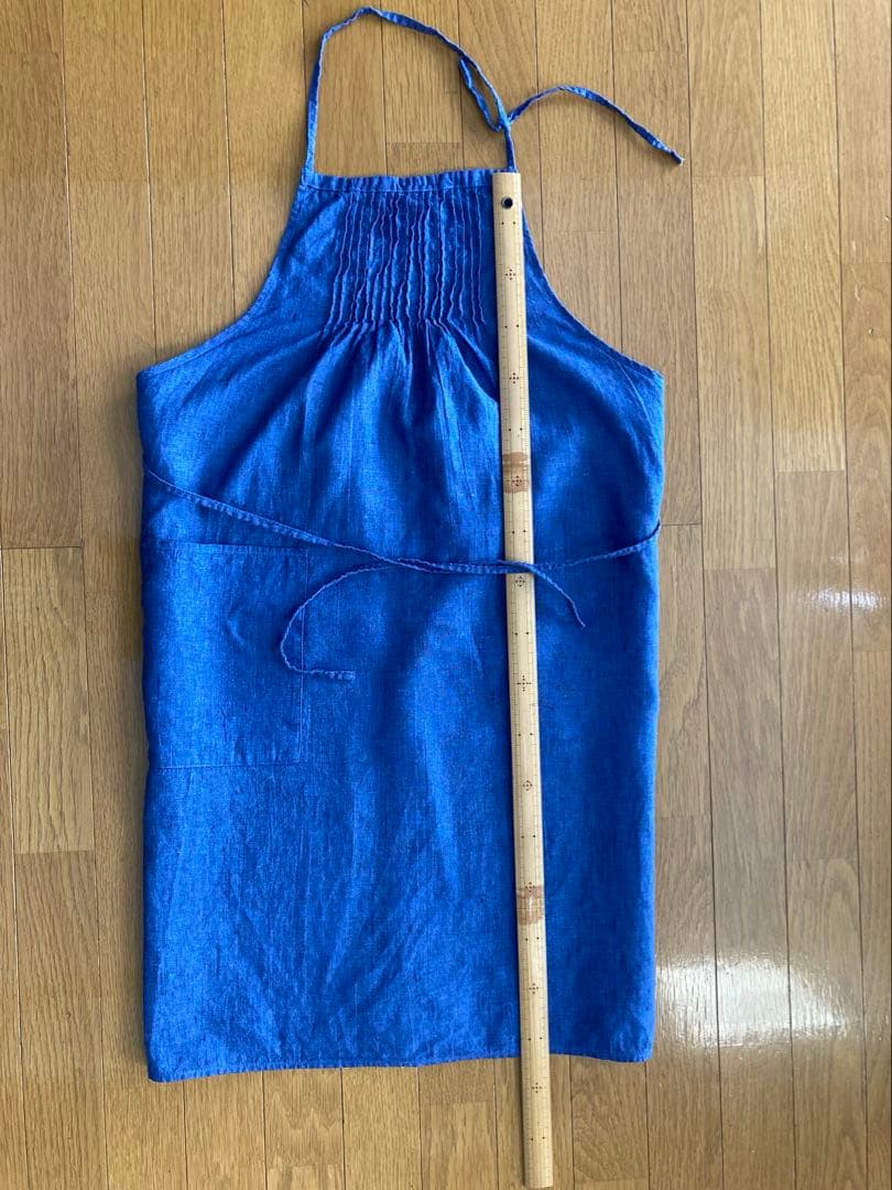 リーノエリーナ フルエプロン 麻 青色？