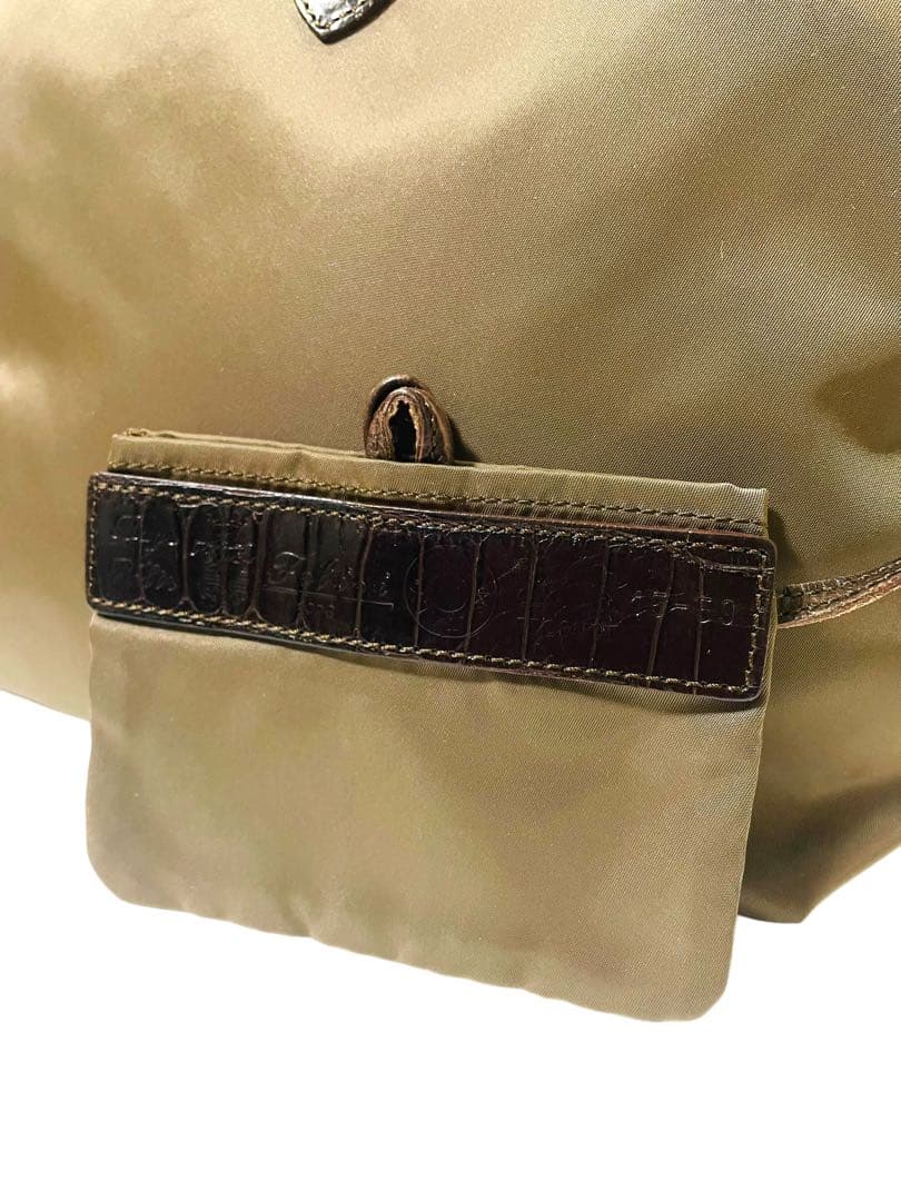美品☆フェリージ　トートバッグ　リバーシブル　15-59 カーキ