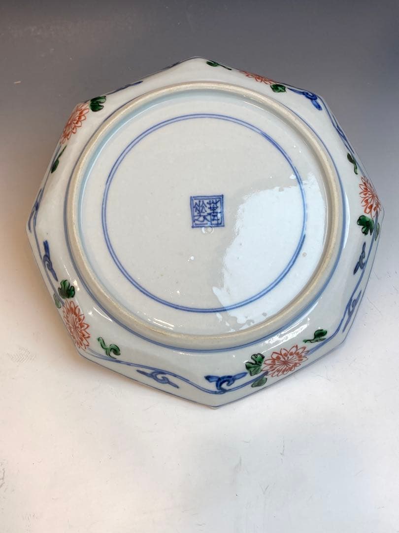 須田青華 作 色絵祥瑞八角皿 共箱 直径22cm 懐石料理 日本料理