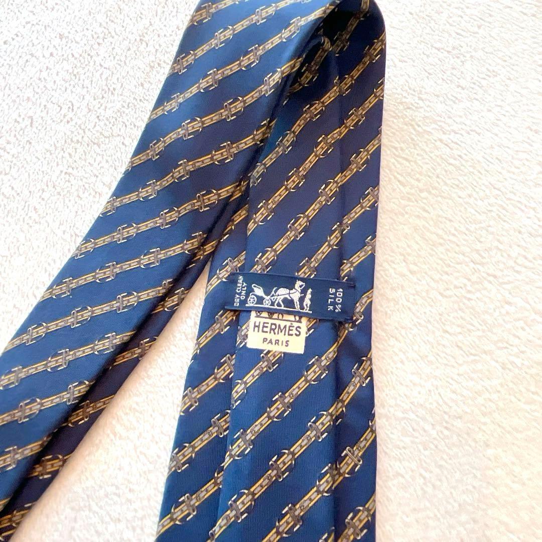 限定値下げ❣️♦︎HERMÈS【極美品】エルメス♦︎シルク100%♦︎ネクタイ♦︎ネイビー