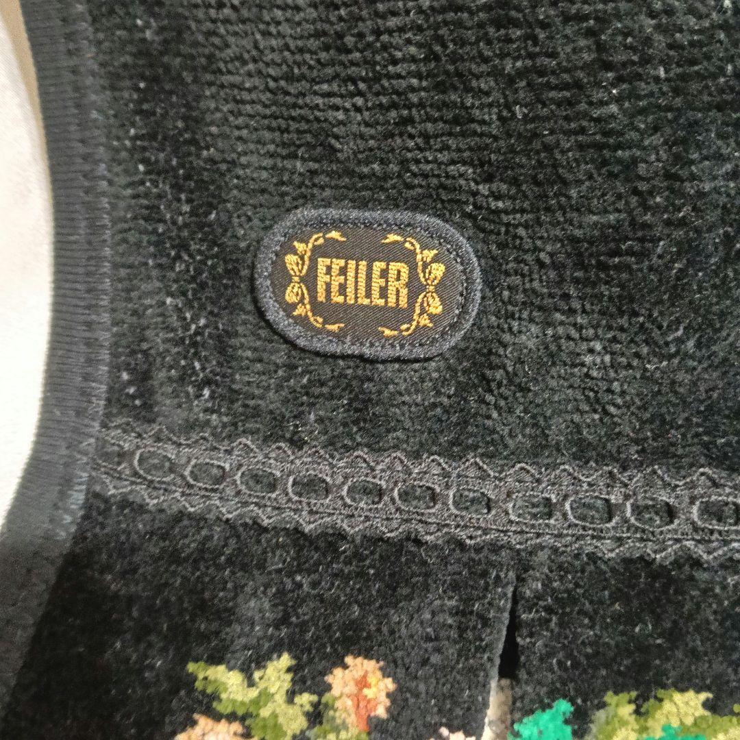 FEILER　花柄　エプロン　黒　ブラック　シュニール織　B3728