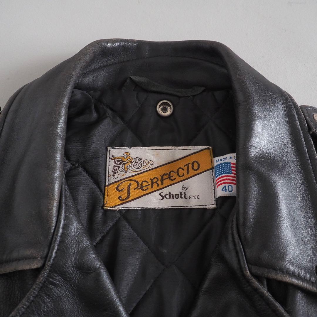 Schott　618　size40　ダブルライダースジャケット　ブラック　古着