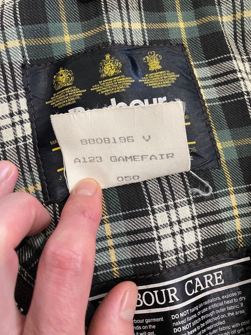 【美品】ライナー&フード付き80sヴィンテージBarbour ゲームフェア 36