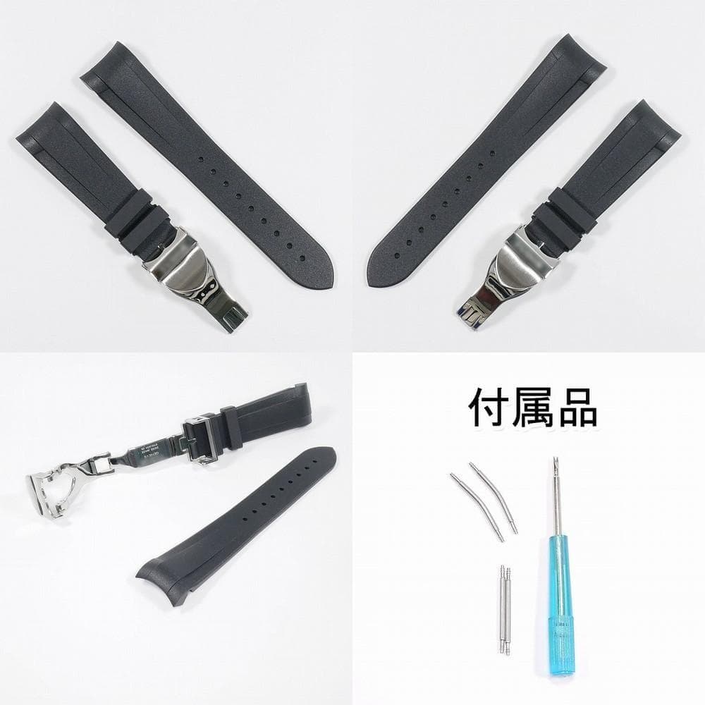 【ロゴ】TUDOR（チューダー）専用 Ｄバックル付きラバーベルト 22mm 黒