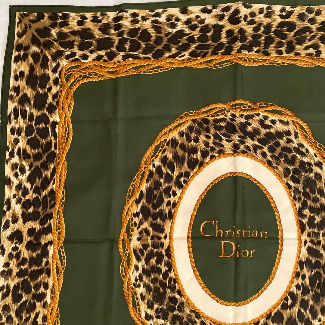 Christian Dior 大判シルクスカーフ　レオパード　美品