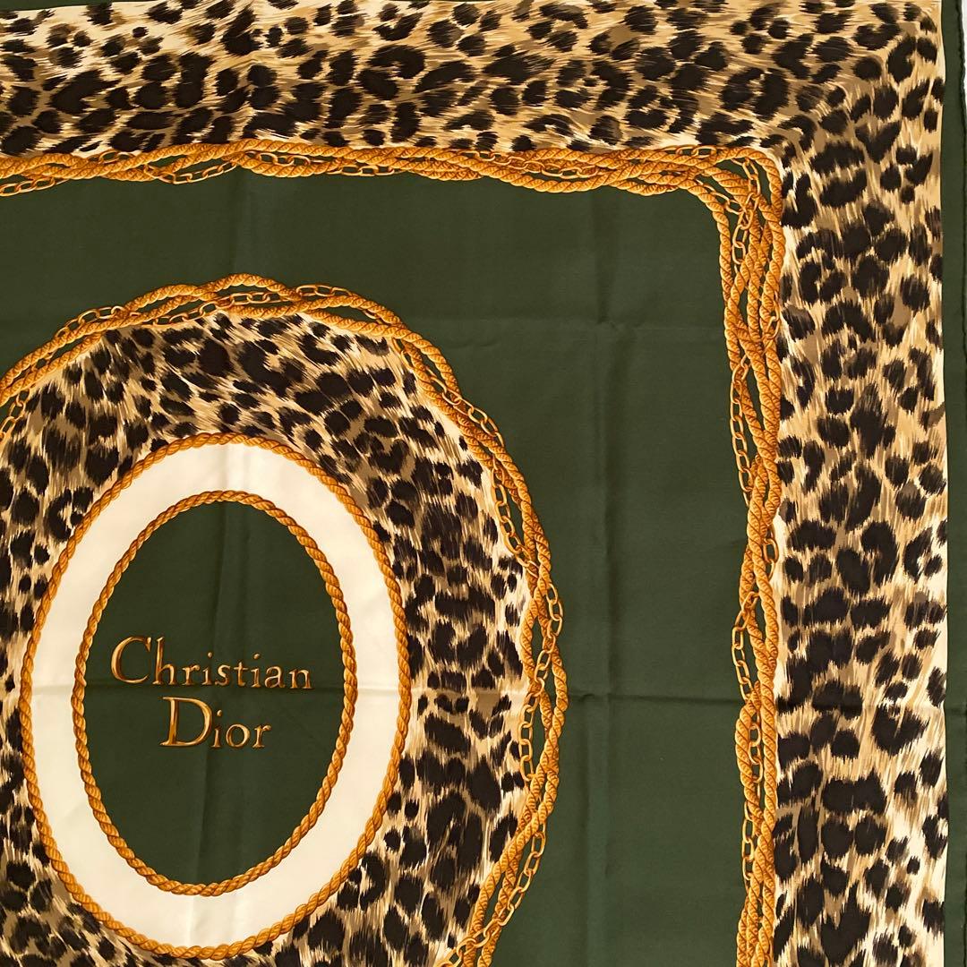 Christian Dior 大判シルクスカーフ　レオパード　美品