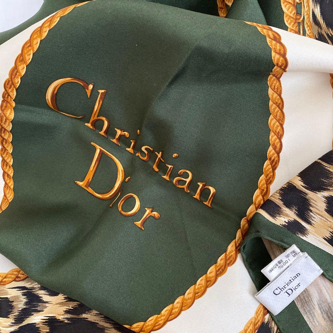 Christian Dior 大判シルクスカーフ　レオパード　美品
