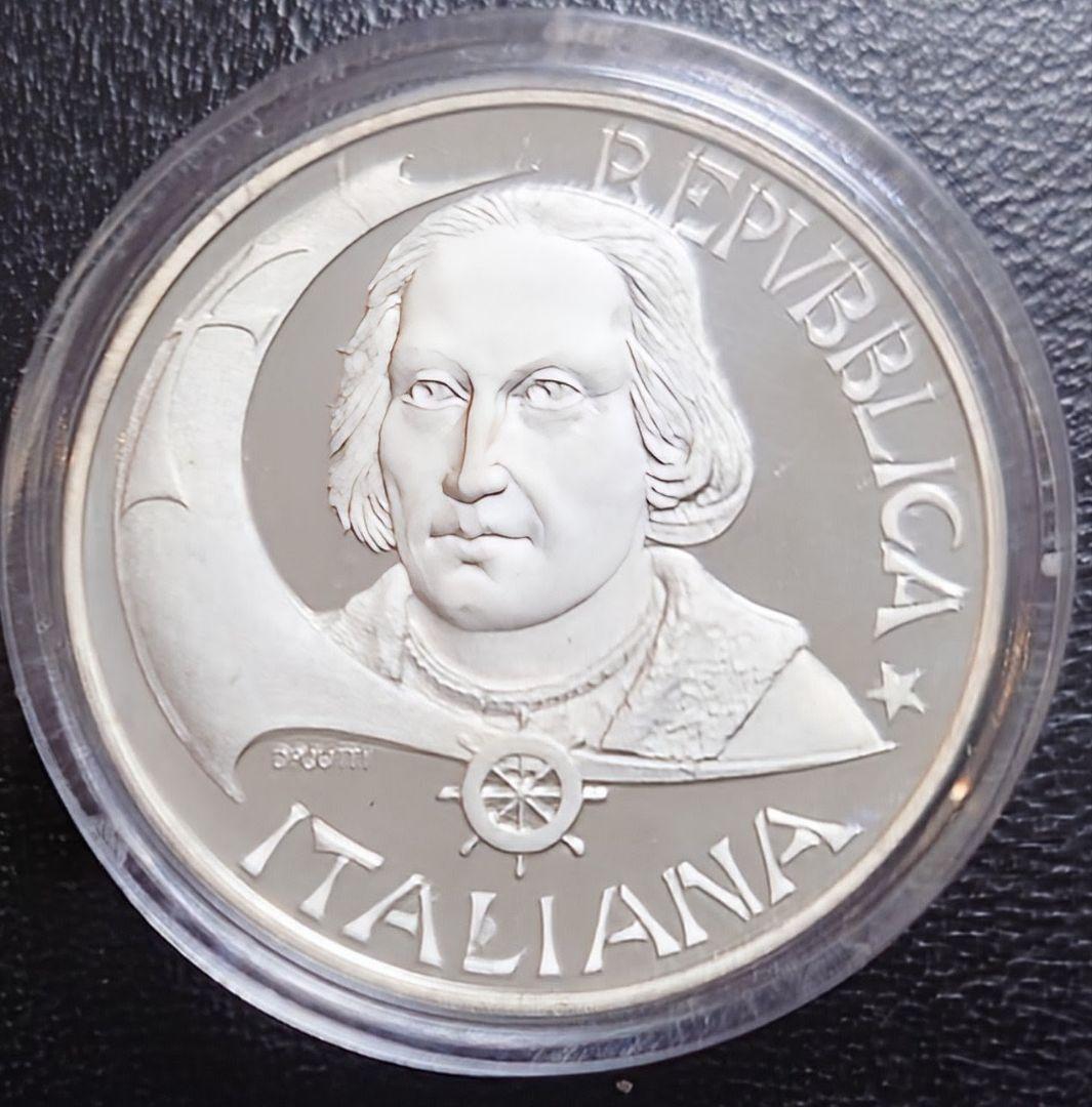 1992年イタリア銀貨 500リラ アメリカ大陸発見500周年記念銀貨SV835