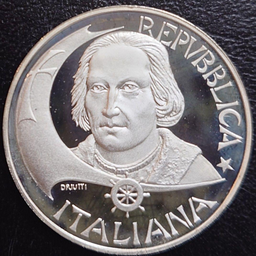 1992年イタリア銀貨 500リラ アメリカ大陸発見500周年記念銀貨SV835