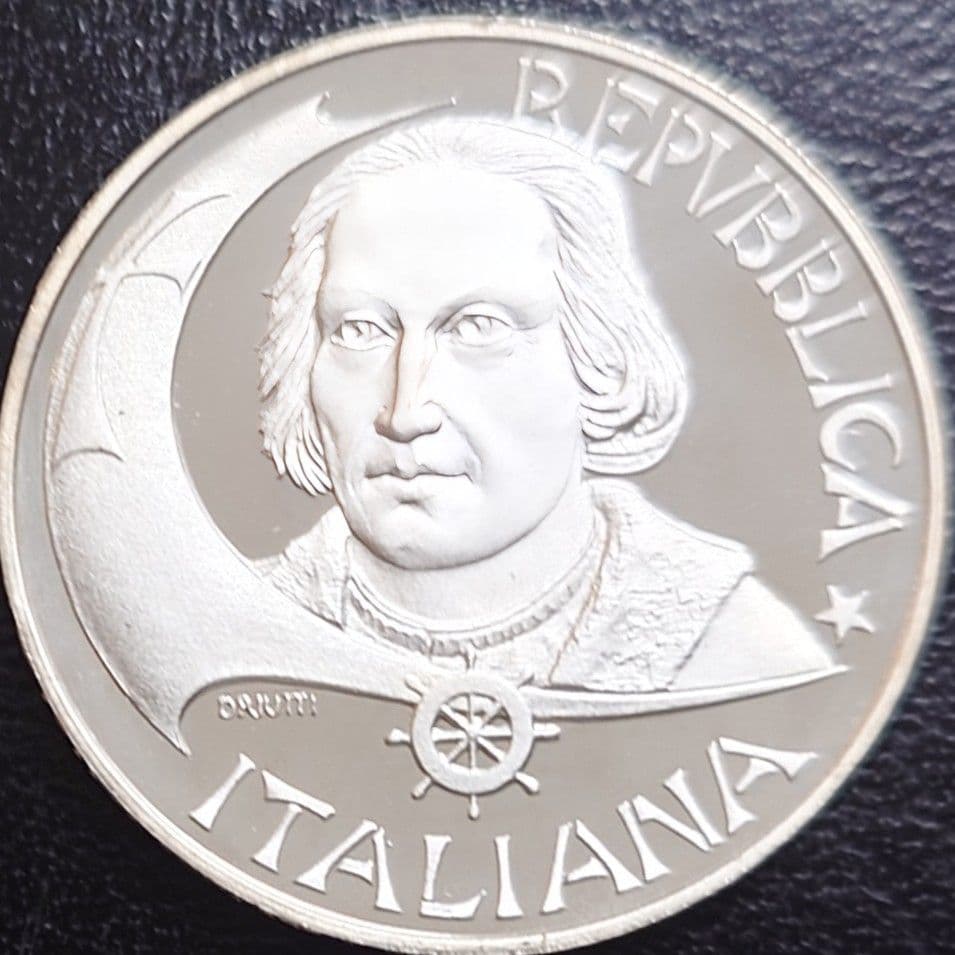 1992年イタリア銀貨 500リラ アメリカ大陸発見500周年記念銀貨SV835