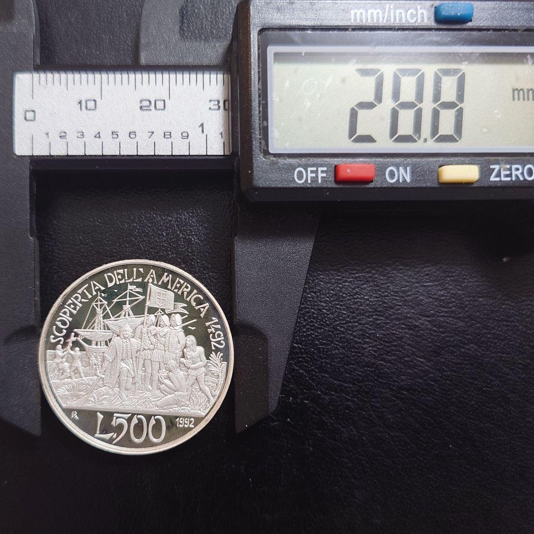1992年イタリア銀貨 500リラ アメリカ大陸発見500周年記念銀貨SV835