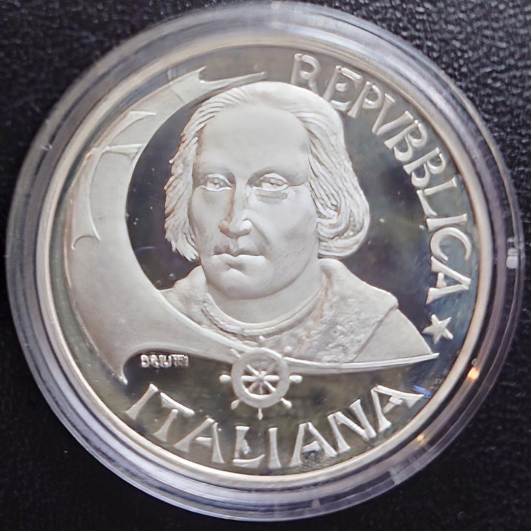 1992年イタリア銀貨 500リラ アメリカ大陸発見500周年記念銀貨SV835