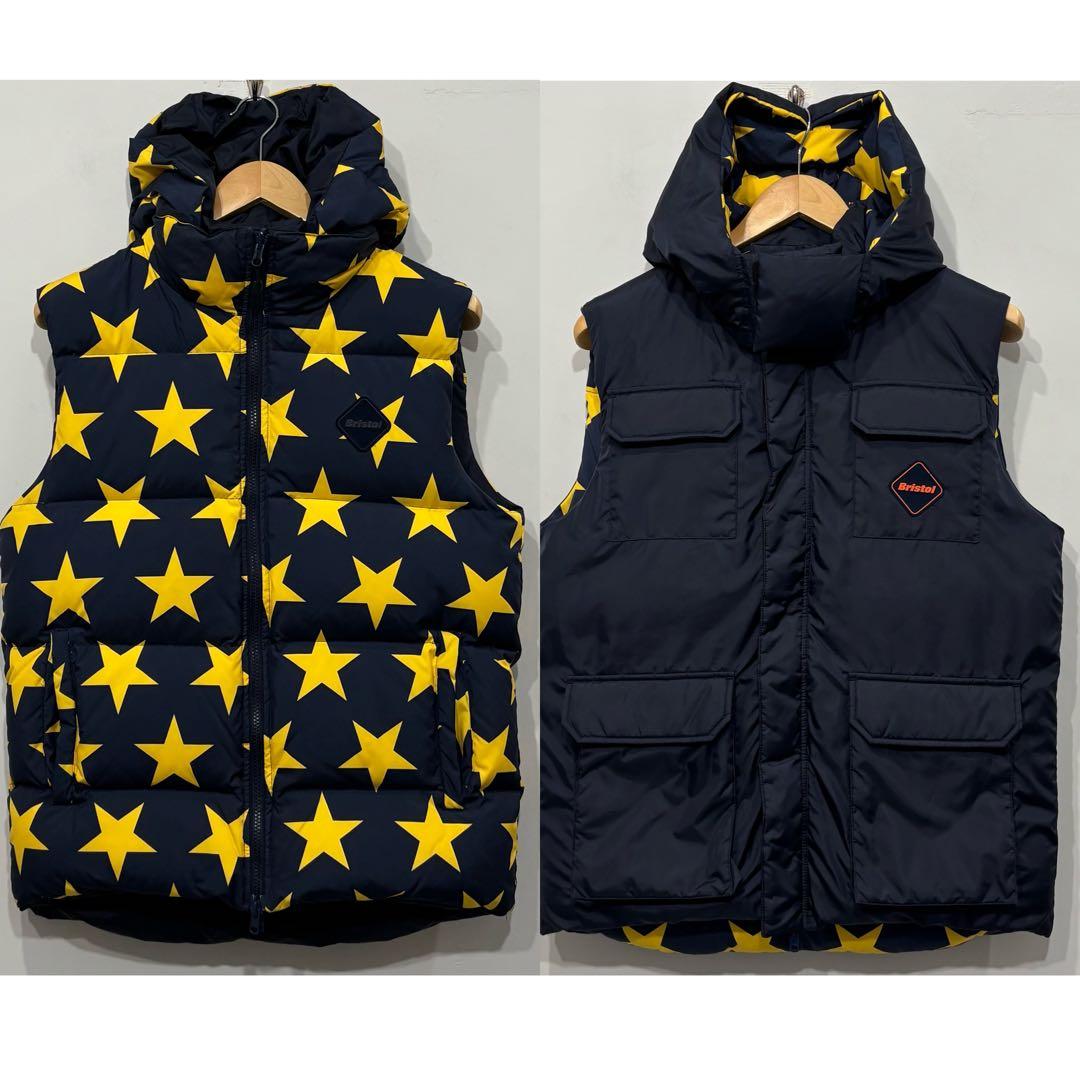 美品 名作 FCRB NIKE スター 星 総柄 リバーシブル ダウンベスト M