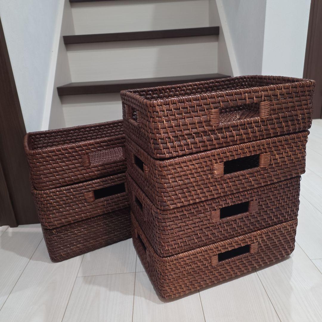 【美品】ニトリ　ラタンバスケット大×7個セット