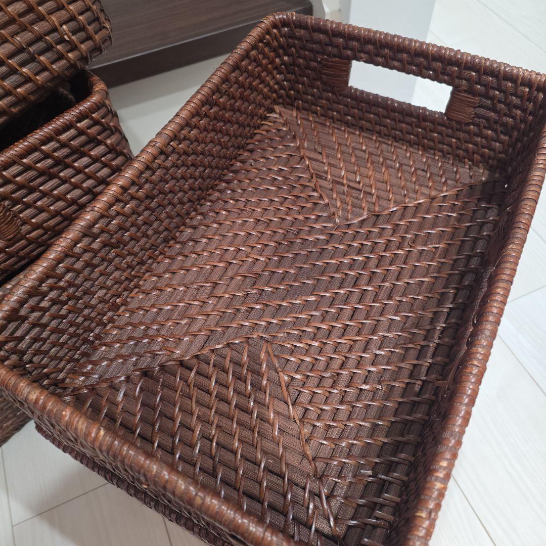【美品】ニトリ　ラタンバスケット大×7個セット