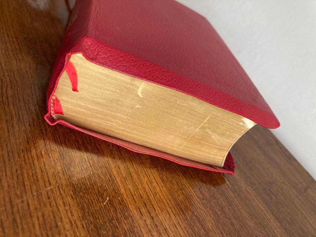 【希少】新共同訳 小型聖書/旧約続編つき（赤） 革装　三方金装丁　日本語