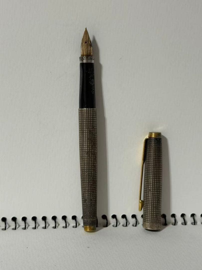 シルバー メッシュデザイン 万年筆ペン先14金