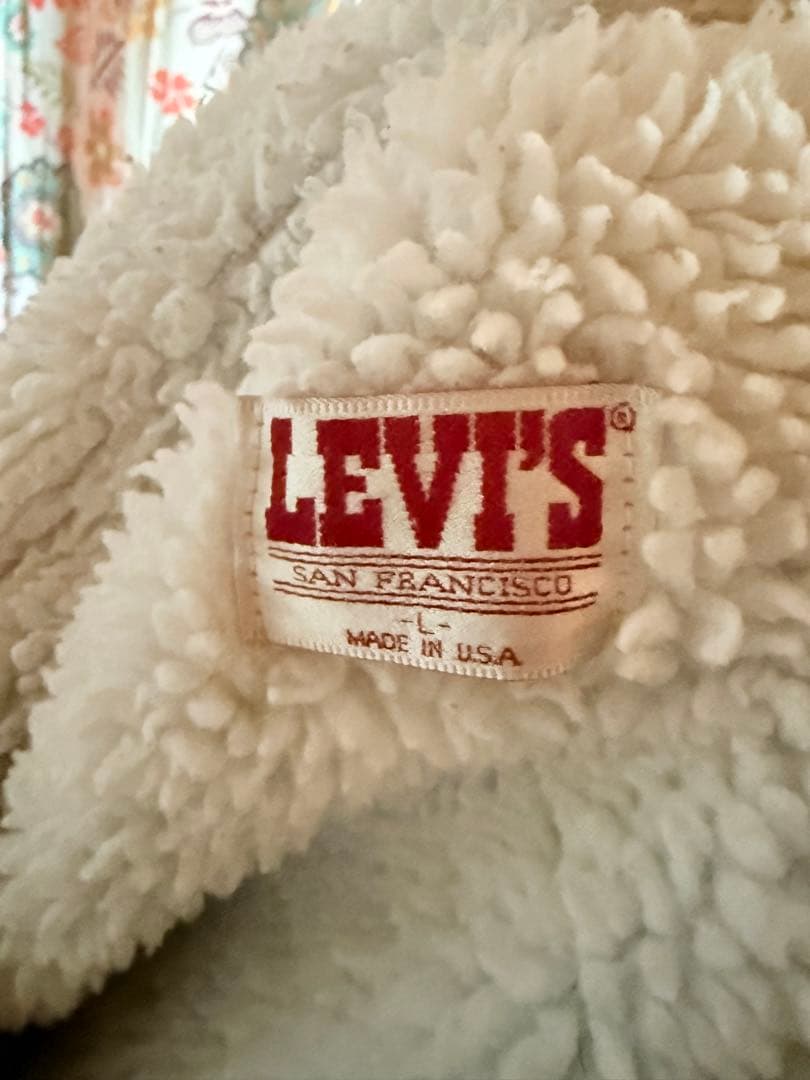 90s USA製 Levi’s ブラック デニム ボアジャケット シェルパ L