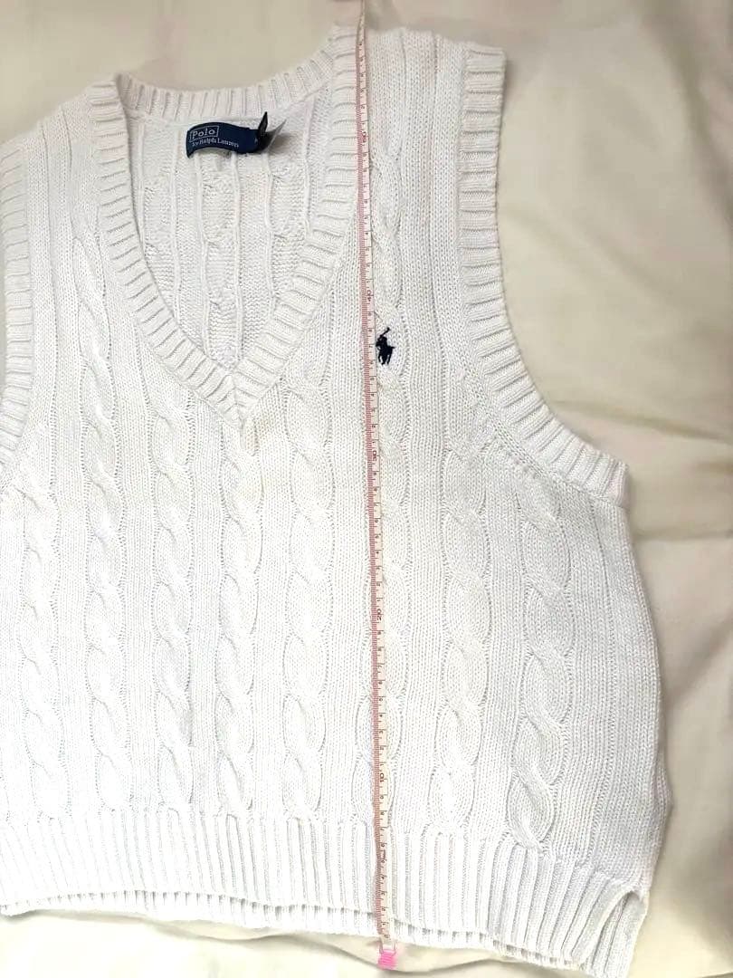 POLO RALPH LAUREN レディース コットンケーブル ベスト 白 M