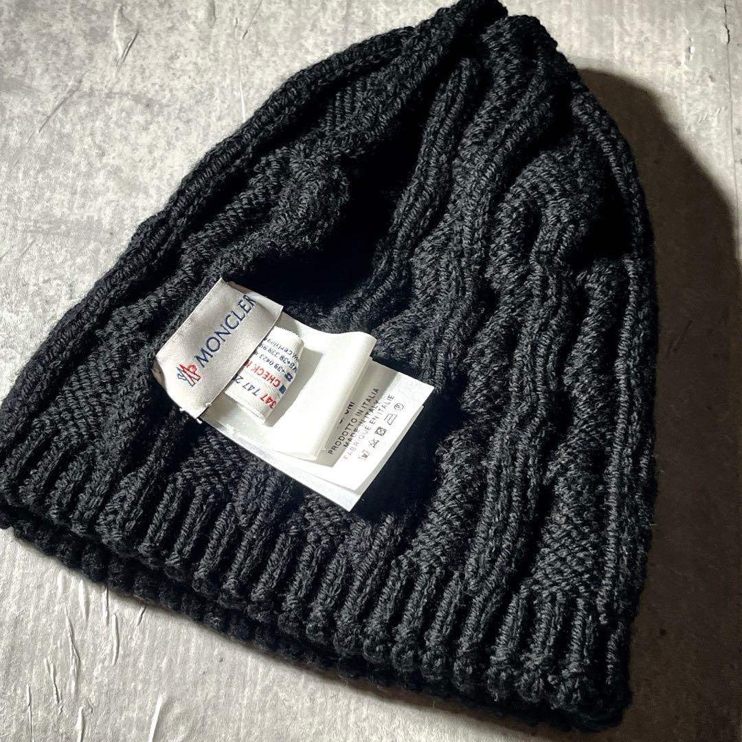 美品　ワッペンロゴ　MONCLER モンクレール ニット キャップ ブラック