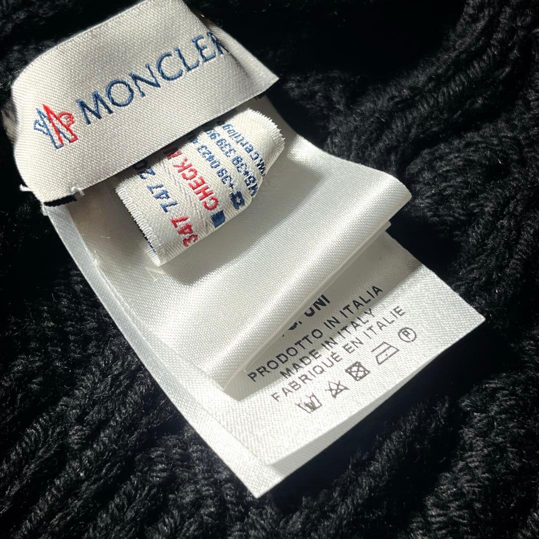 美品　ワッペンロゴ　MONCLER モンクレール ニット キャップ ブラック