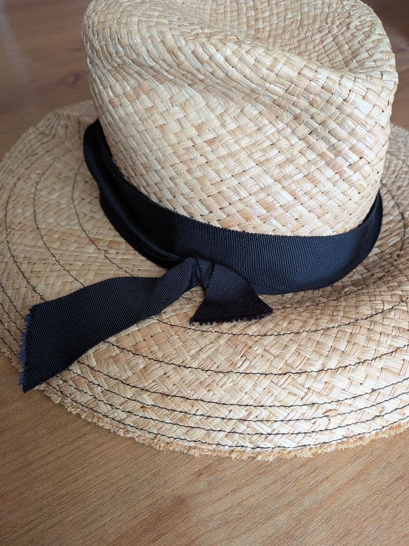 Lola HATS ローラハッツ　麦わら帽子　 黒リボン　ベージュ　中折