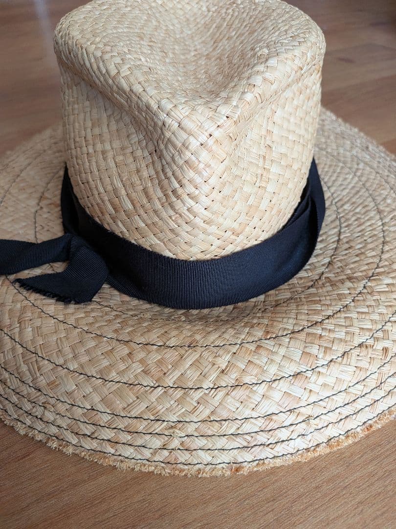 Lola HATS ローラハッツ　麦わら帽子　 黒リボン　ベージュ　中折